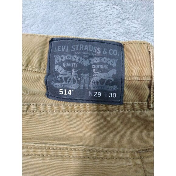 Levis 514 Jeans Mens 29x30 Beige Denim Slim Straight Mid Rise Cotton White Tab - Picture 7 of 9